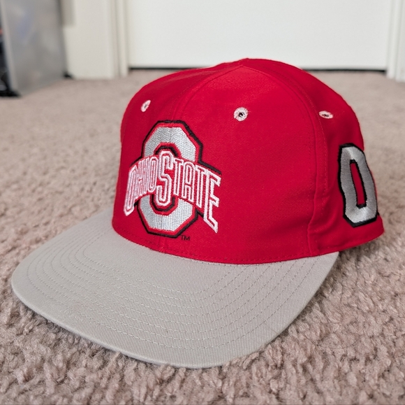 The Game Ohio State Buckeyes Vintage Scarlet Red Gray Fitted Hat Cap Size 6 7/8